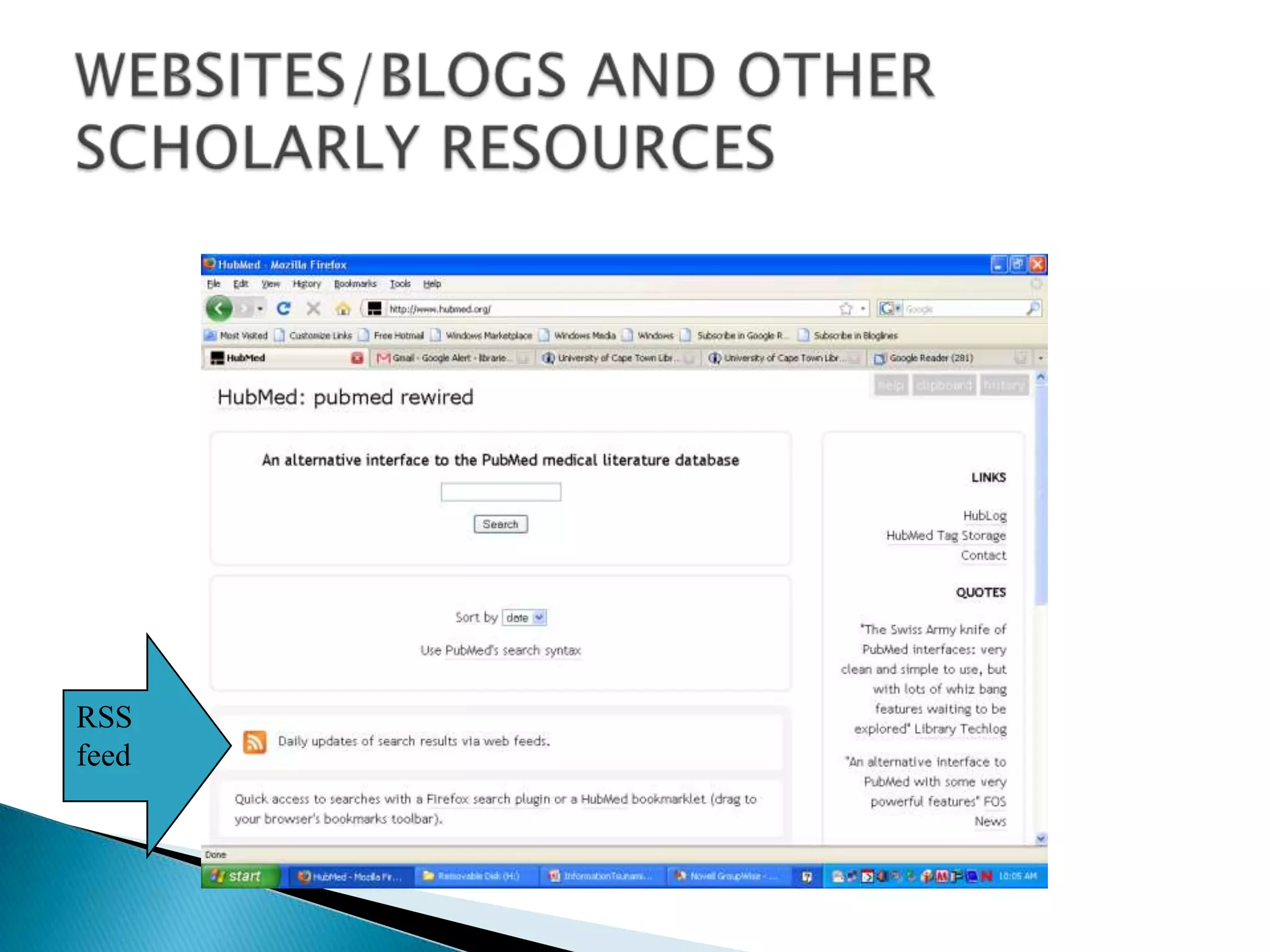 WEBSITES/BLOGS AND OTHER SCHOLARLY RESOURCESRSS feed 