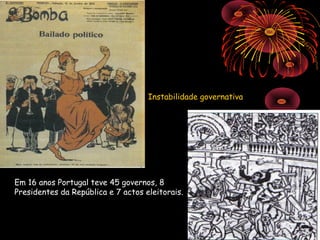 Instabilidade governativa




Em 16 anos Portugal teve 45 governos, 8
Presidentes da República e 7 actos eleitorais.
 