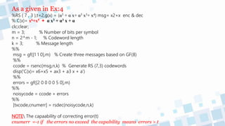 Reed Solomon encoder and decoder \ ريد سلمون | PPTX