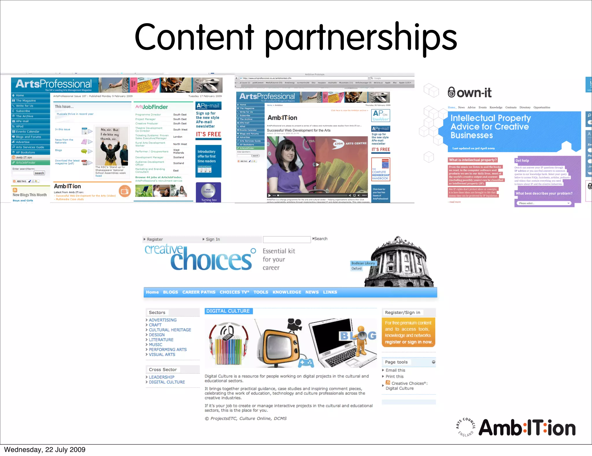 Content partnerships




Wednesday, 22 July 2009
 