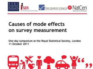 Causes of mode effects
on survey measurement
One day symposium at the Royal Statistical Society, London
11 October 2011
 