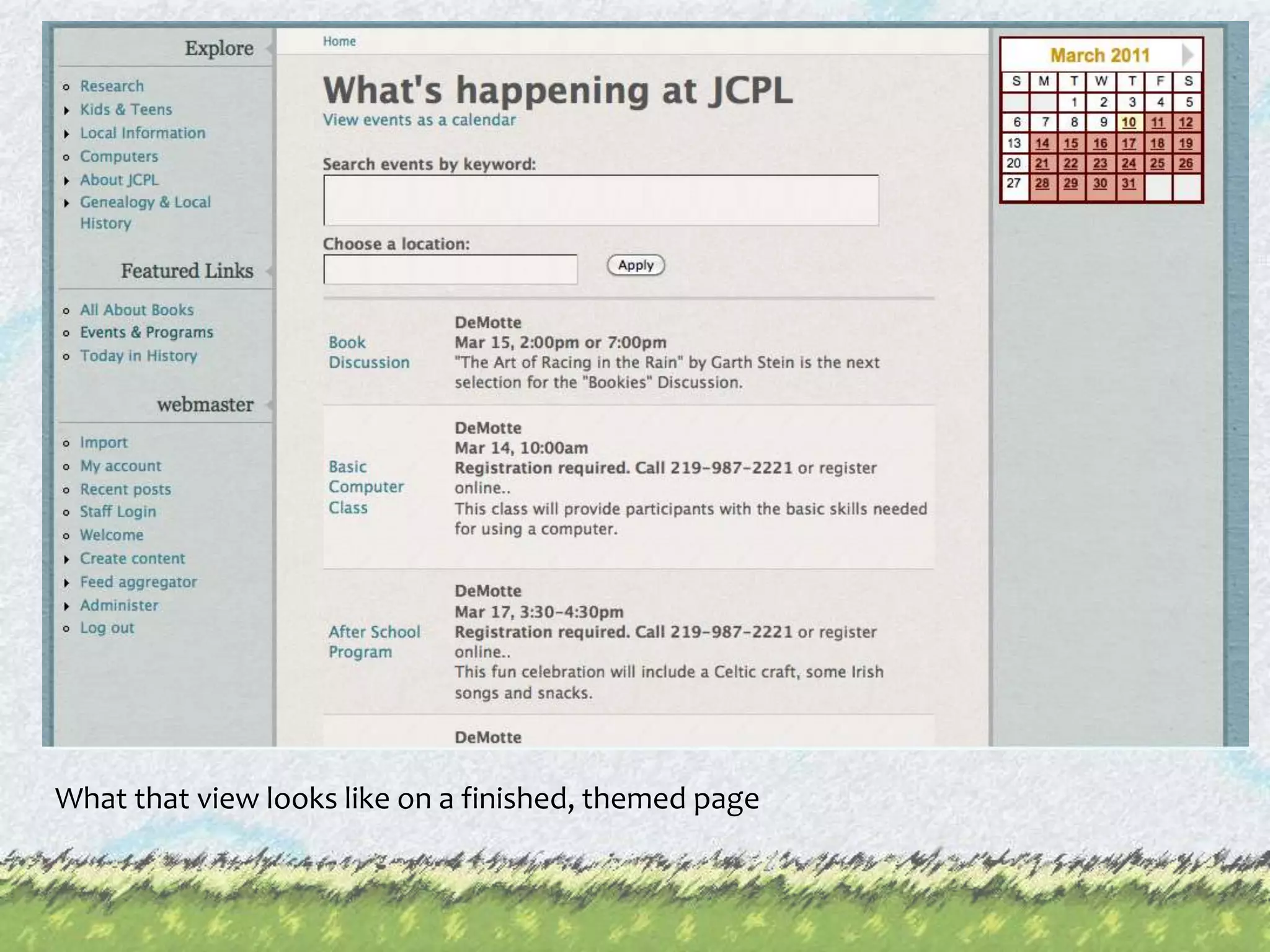 What that view looks like on a finished, themed page