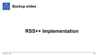 Backup slides
2020-01-02 48
RSS++ Implementation
 