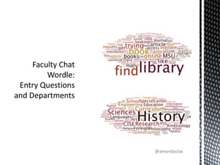 Faculty Chat Wordle: Entry Questions and Departments@amandaclay