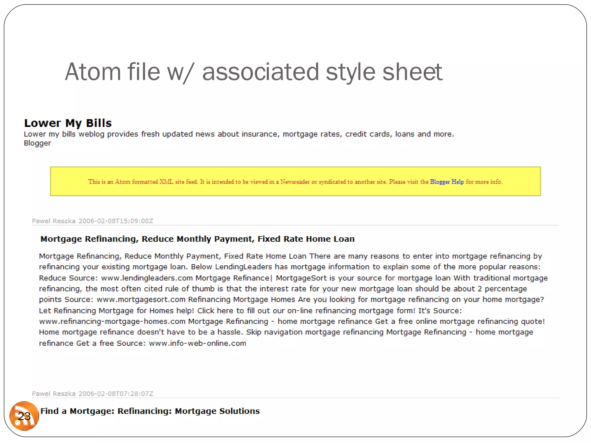 Atom file w/ associated style sheet 
