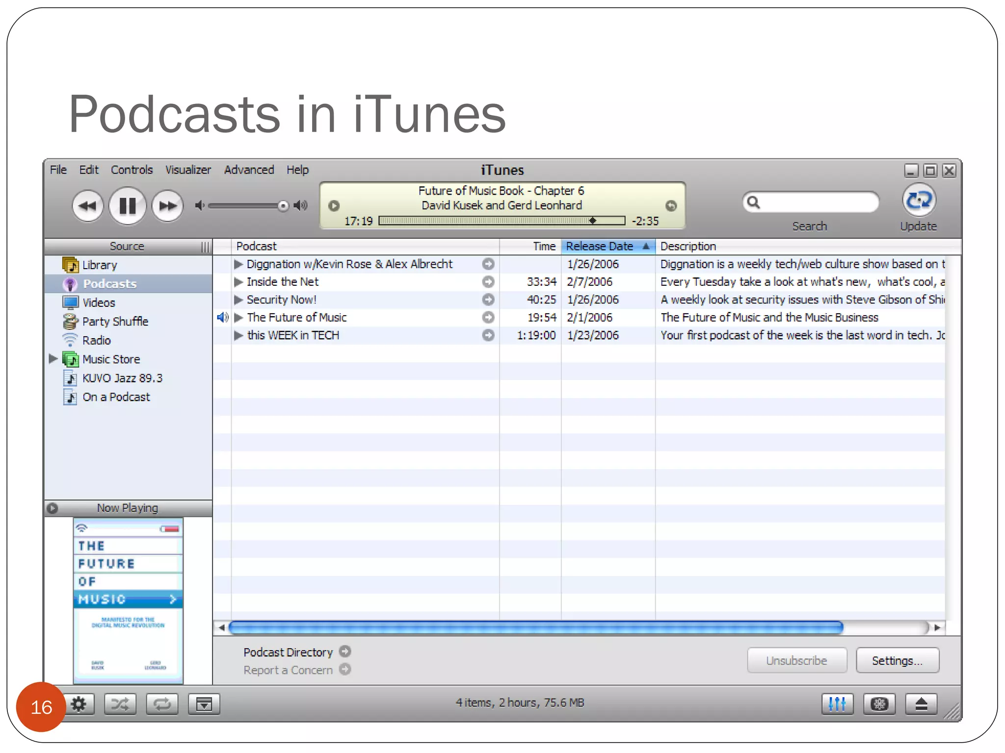 Podcasts in iTunes 
