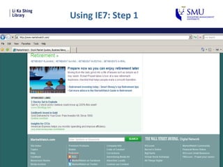Using IE7: Step 1 