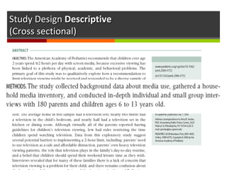Study DesignStudy Design DescriptiveDescriptive
(Cross sectional)(Cross sectional)
 
