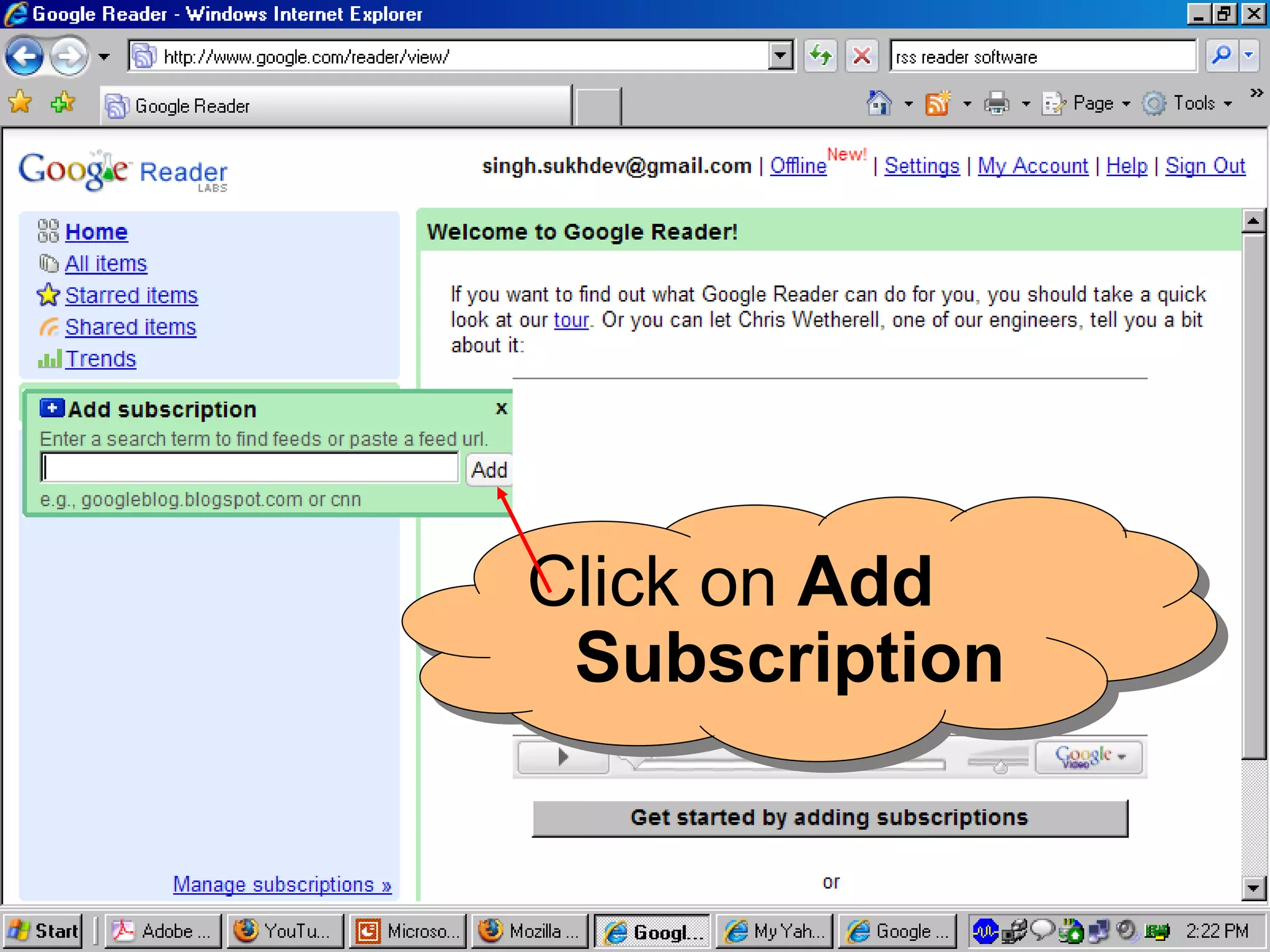 Click on  Add Subscription 