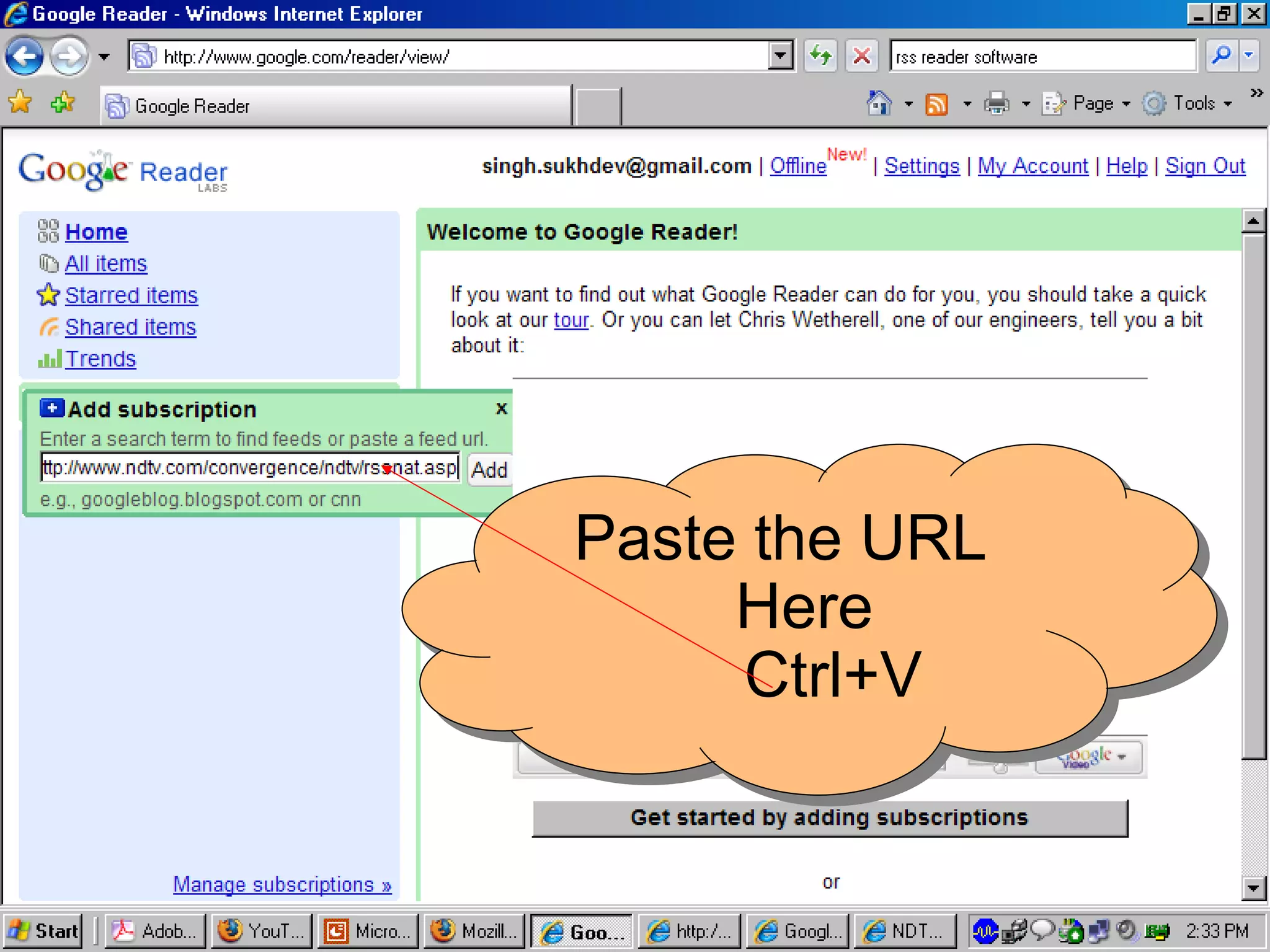 Paste the URL Here Ctrl+V 