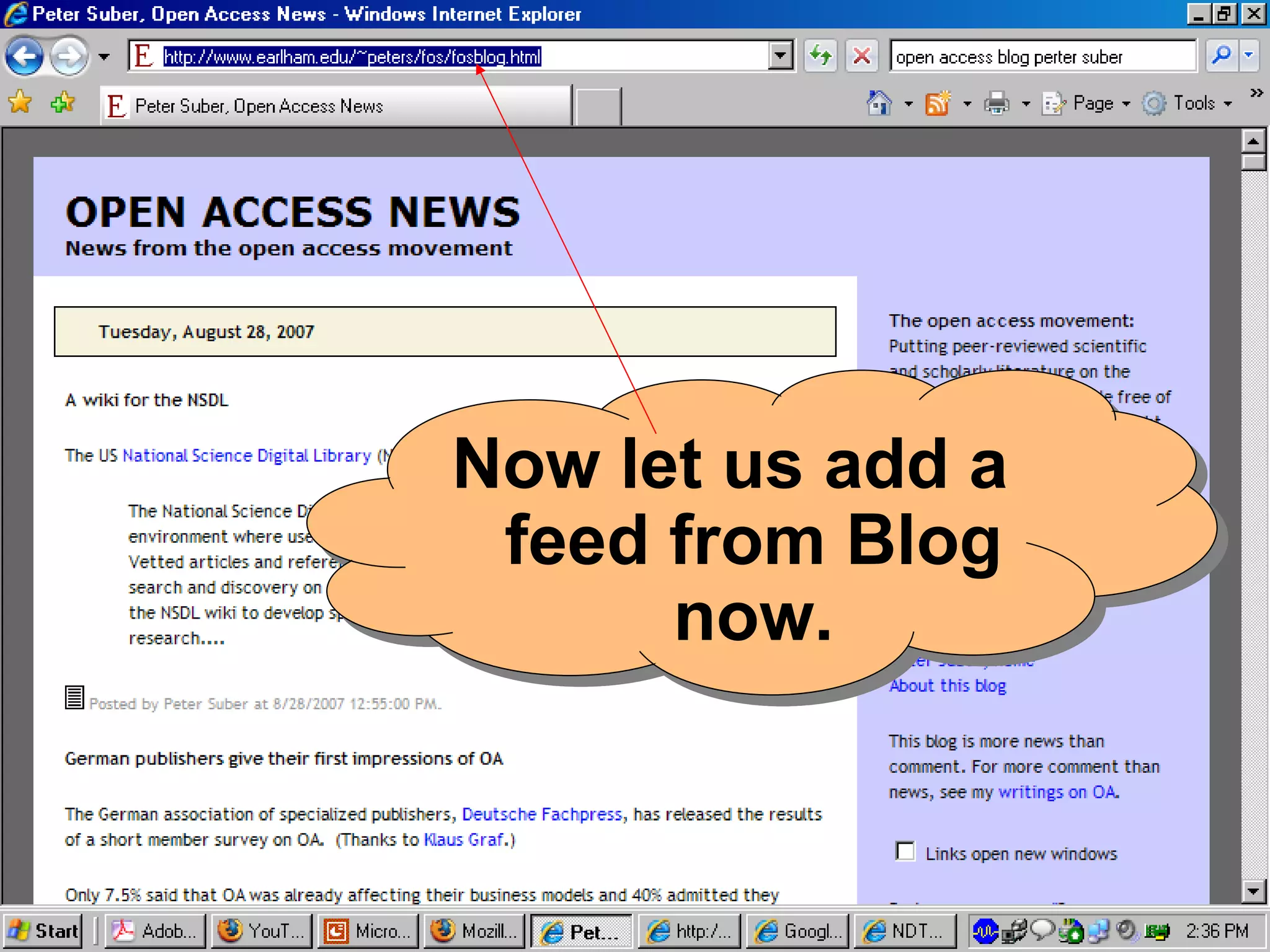 Now let us add a feed from Blog now. 