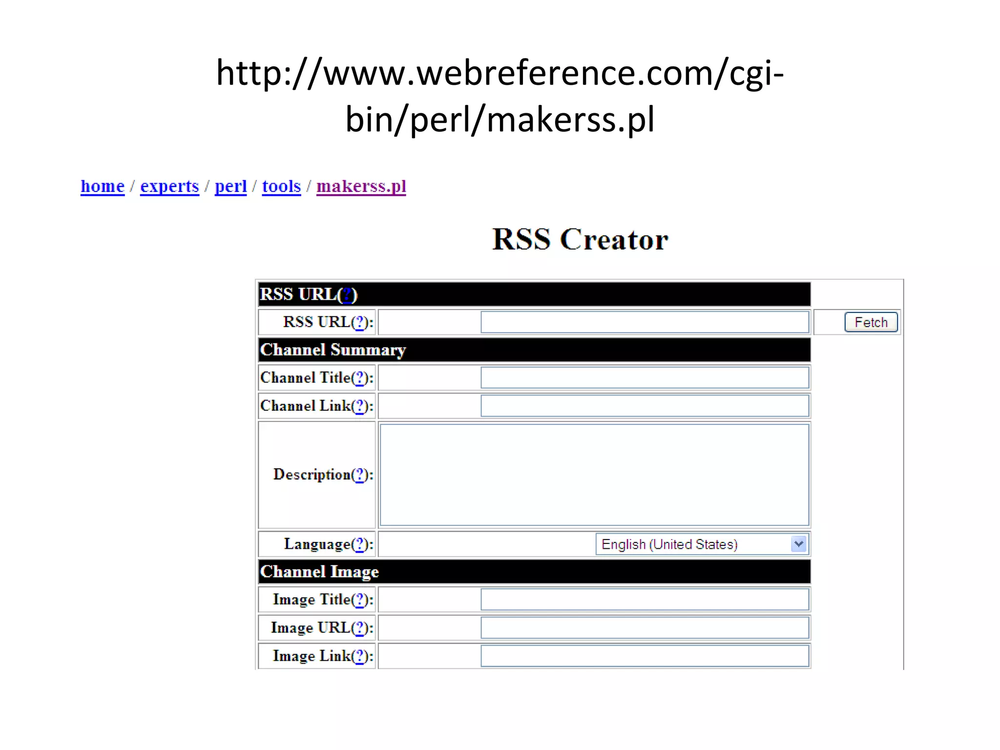 http://www.webreference.com/cgi-bin/perl/makerss.pl 