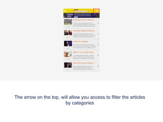 The arrow on the top, will allow you access to filter the articles
by categories
 