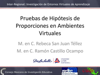 Pruebas de Hipótesis de Proporciones en Ambientes Virtuales M. en C. Rebeca San Juan Téllez M. en C. Ramón Castillo Ocampo 