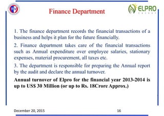 Finance Department
1. The finance department records the financial transactions of a
business and helps it plan for the fu...