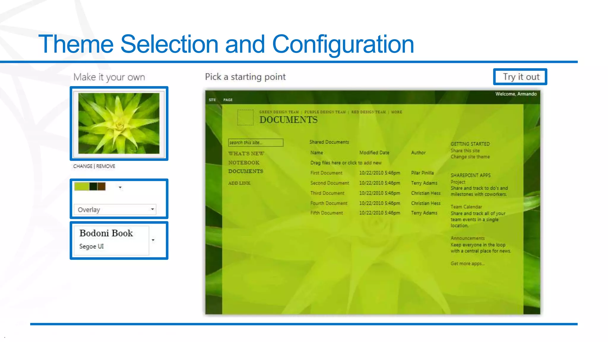 .
Theme Selection and Configuration
 