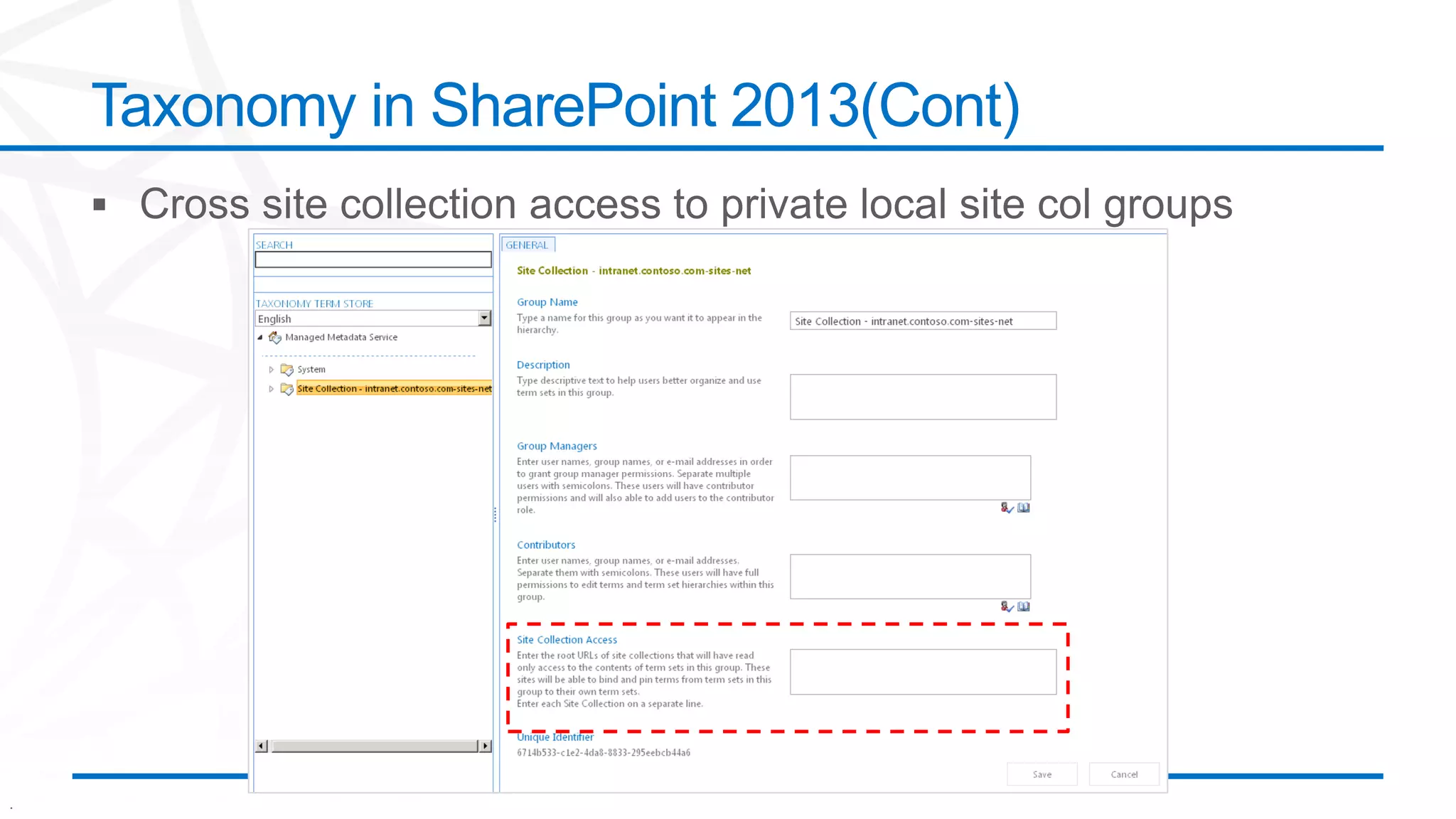 .
Taxonomy in SharePoint 2013(Cont)
 