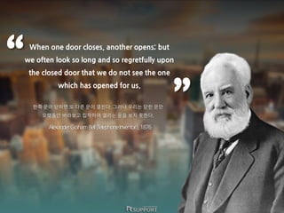 

When one door closes, another opens; but
we often look so long and so regretfully upon
the closed door that we do not see the one
which has opened for us.
?? ?? ??? ? ?? ?? ???. ??? ??? ?? ??
???? ???? ???? ??? ?? ?? ???.
AlexanderGrahamBell(TelephoneInventor),1876
 