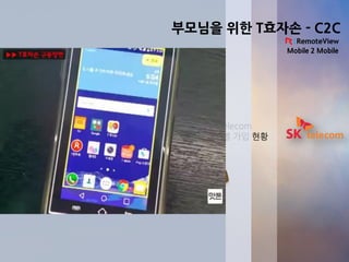Mobile 2 Mobile
SK Telecom
연령별 가입 현황
50대 이상
약 20%
Remotely
신청/승인 신청/승인
서비스 제공
사용자간 서비스
부모님을 위한 T효자손 - C2C
 