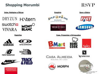 Shopping Morumbi
EmpórioJoias, Relógios e Óticas
Esportes
Som e Eletro
Casa, Presentes e Brinquedos
 