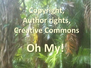 Copyright, 
Author rights, 
Creative Commons 
Oh My! 
1 
 