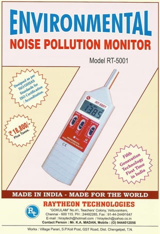 ENVIRONMENTAL NOISE POLLUTION MONITOR MODEL RT-5001.