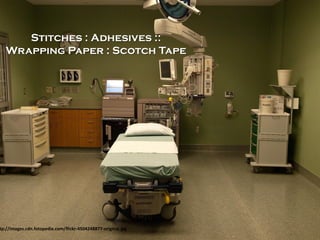Stitches : Adhesives ::
  Wrapping Paper : Scotch Tape




tp://images.cdn.fotopedia.com/flickr-4504248877-original.jpg
 