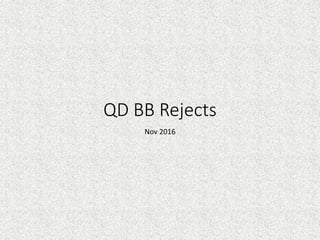 QD BB Rejects
Nov 2016
 