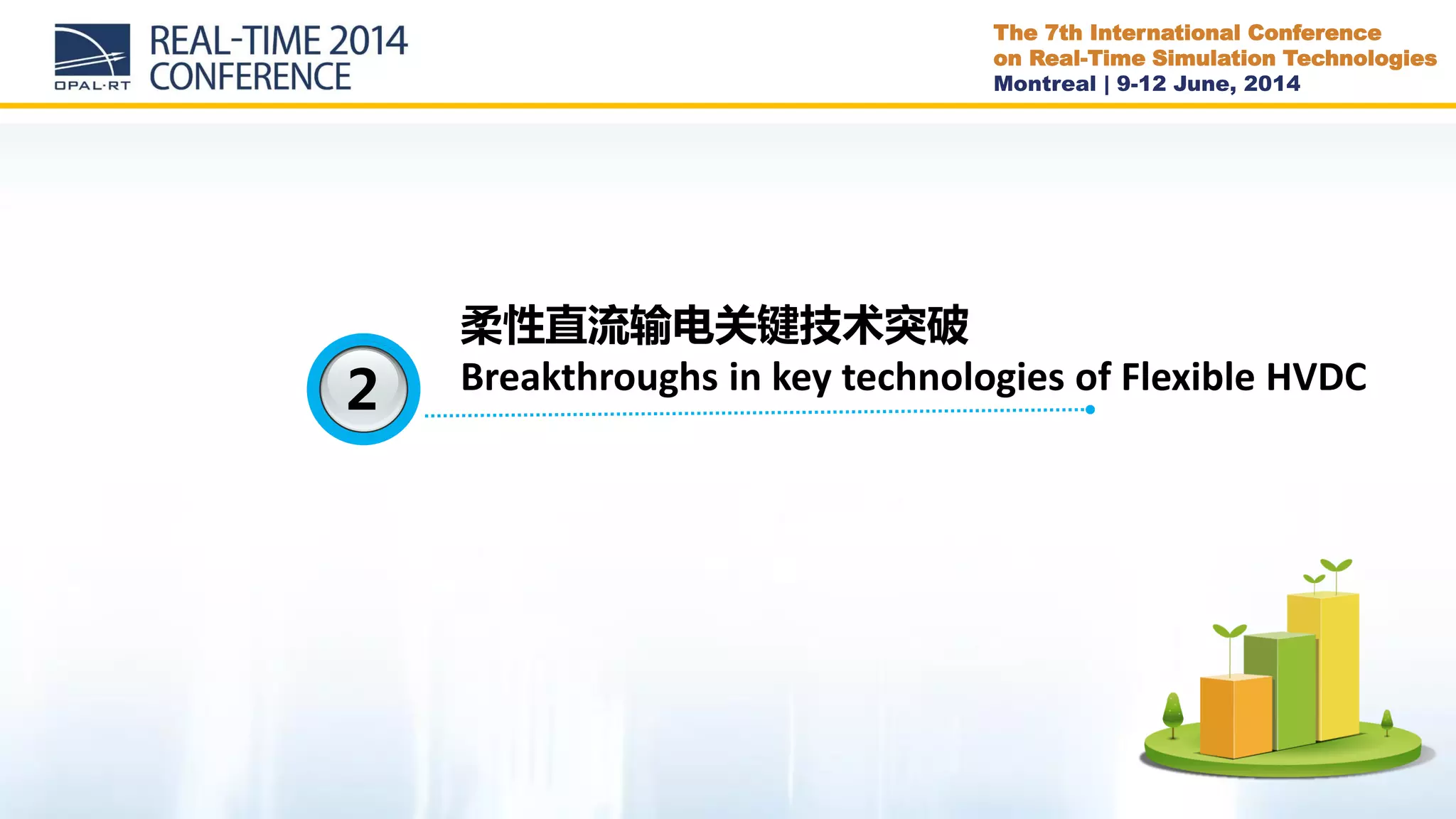 The 7th International Conference
on Real-Time Simulation Technologies
Montreal | 9-12 June, 2014
2
柔性直流输电关键技术突破
Breakthroughs in key technologies of Flexible HVDC
 
