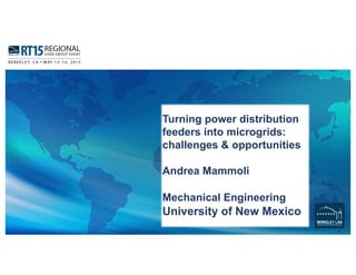 Turning power distribution
feeders into microgrids:
challenges & opportunities
​
Andrea Mammoli
Mechanical Engineering
University of New Mexico
!
 