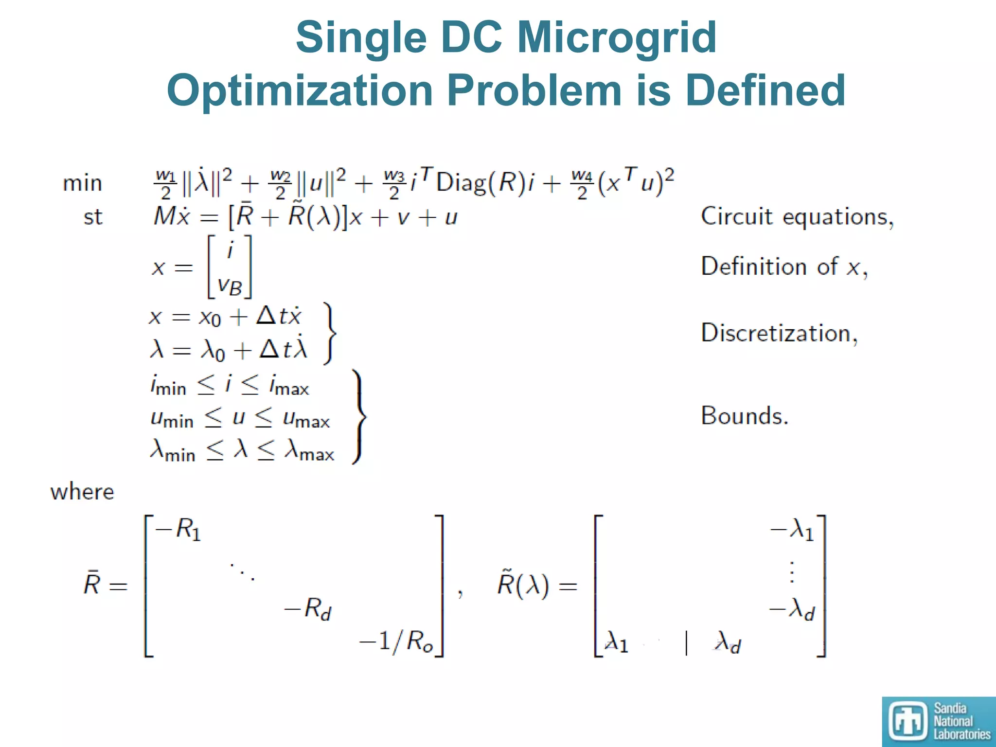 Single DC Microgrid
Optimization Problem is Defined
 
