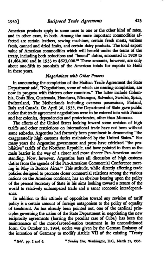 The Reciprocal Trade Agreements Act of 1934 The American Economic R…