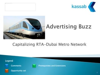 Capitalizing RTA-Dubai Metro Network
1
Comments
Opportunity set
Legend
Prerequisites and Extensions
 