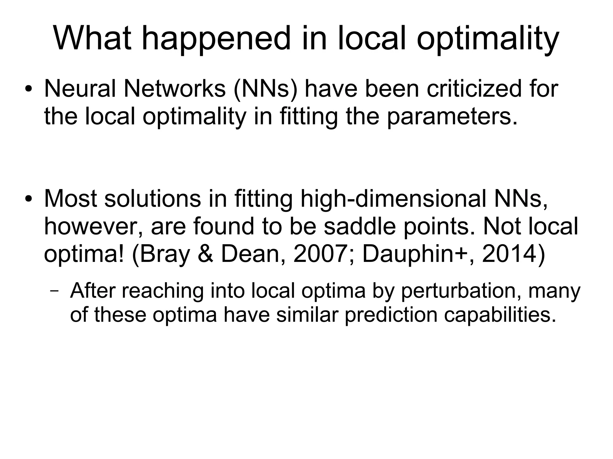 See Dynamics:
“Typical” Transitional State?
● MLers are sensitive to convergence rate in fitting.
– We are in the finite-sample & high-dimensional world:
only asymptotics is powerless, and computational
estimate is not equilibrium but transitional state.
http://sebastianruder.com/optimizing-gradient-descent/
(Kingma & Ba, 2015)
 