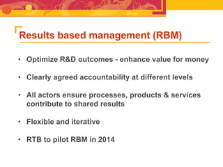 RTB - Presentation for Discussion with Donors and Partners - June 2013