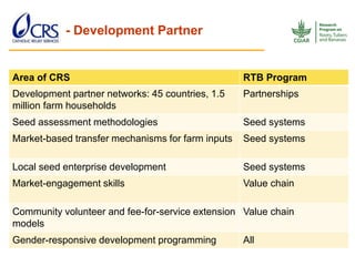 RTB - Presentation for Discussion with Donors and Partners - June 2013