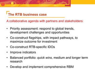 RTB - Presentation for Discussion with Donors and Partners - June 2013
