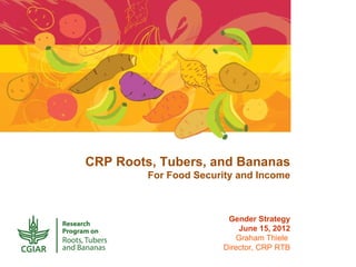 CRP Roots, Tubers, and Bananas
         For Food Security and Income



                        Gender Strategy
                           June 15, 2012
                          Graham Thiele
                       Director, CRP RTB
 