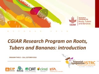 O C T O B E R 2 0 1 8
CGIAR Research Program on Roots,
Tubers and Bananas: introduction
GRAHAM THIELE – CALI, OCTOBER 2018
 