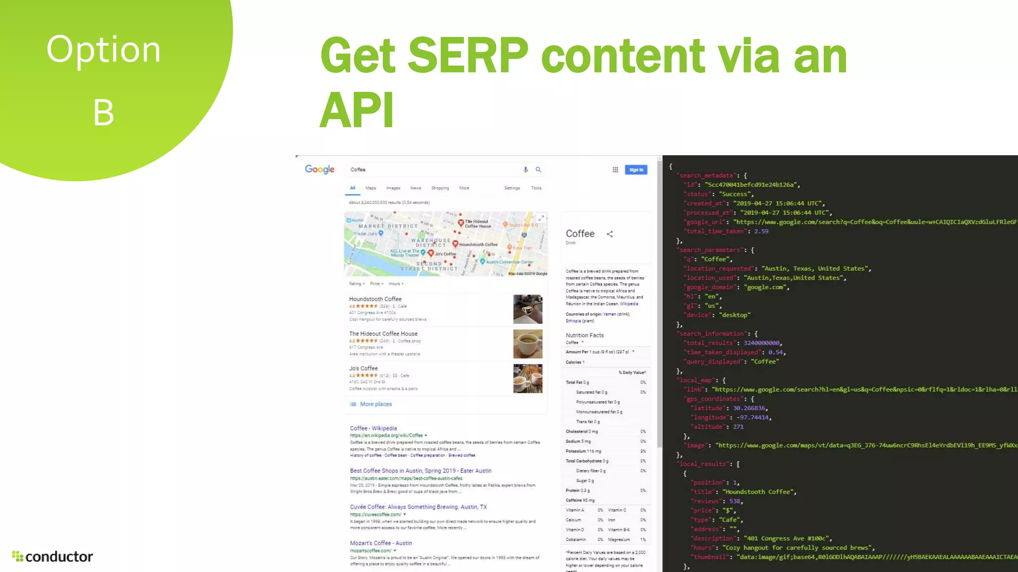 Option
B
Get SERP content via an
API
 