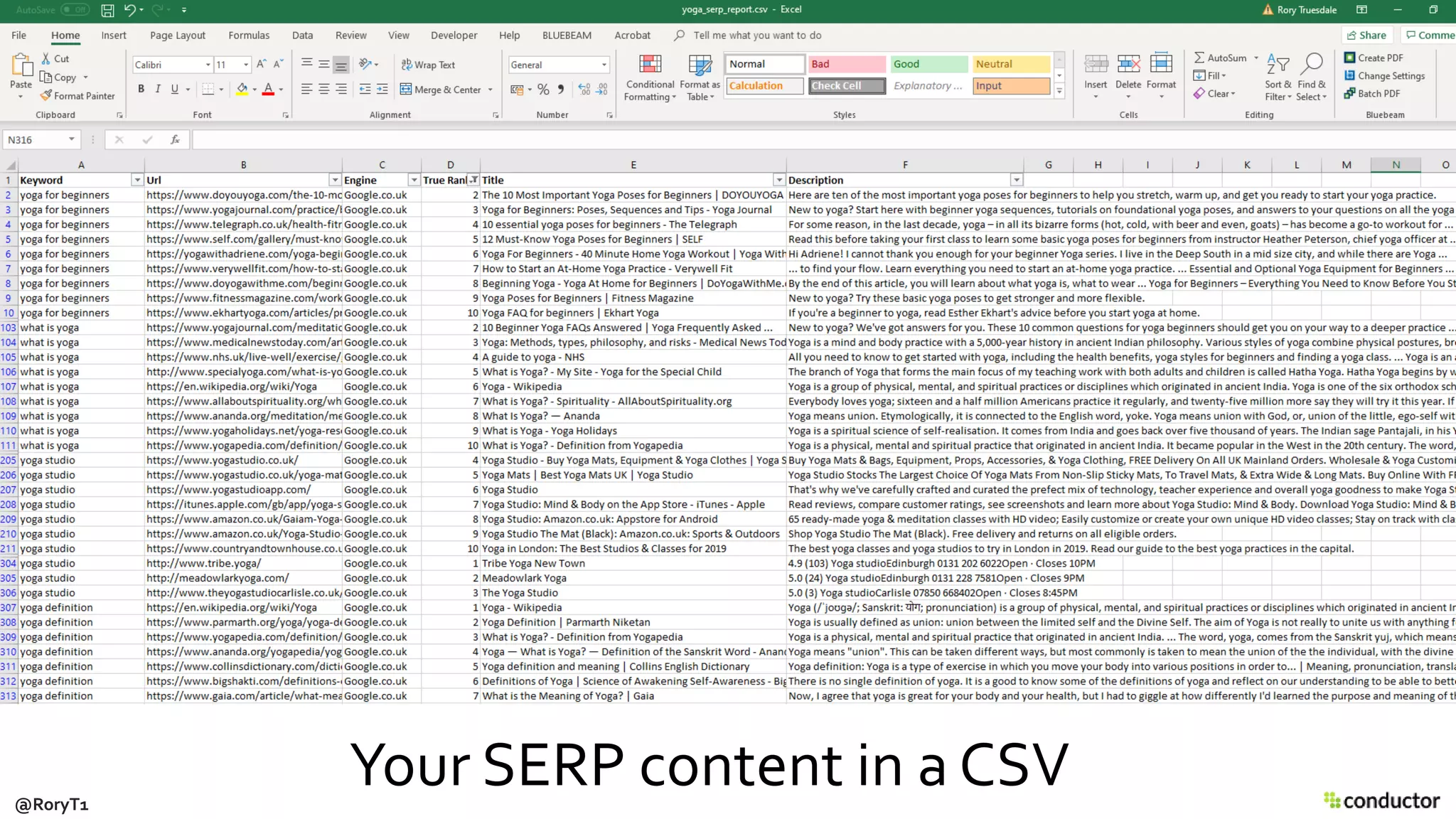 Your SERP content in a CSV@RoryT1
 