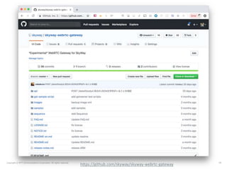Copyright © NTT Communications Corporation. All rights reserved. 16
https://github.com/skyway/skyway-webrtc-gateway
 