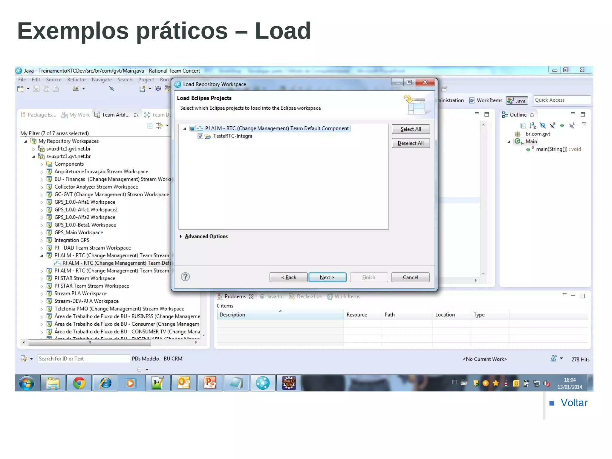Exemplos práticos – Load
■ Voltar
 