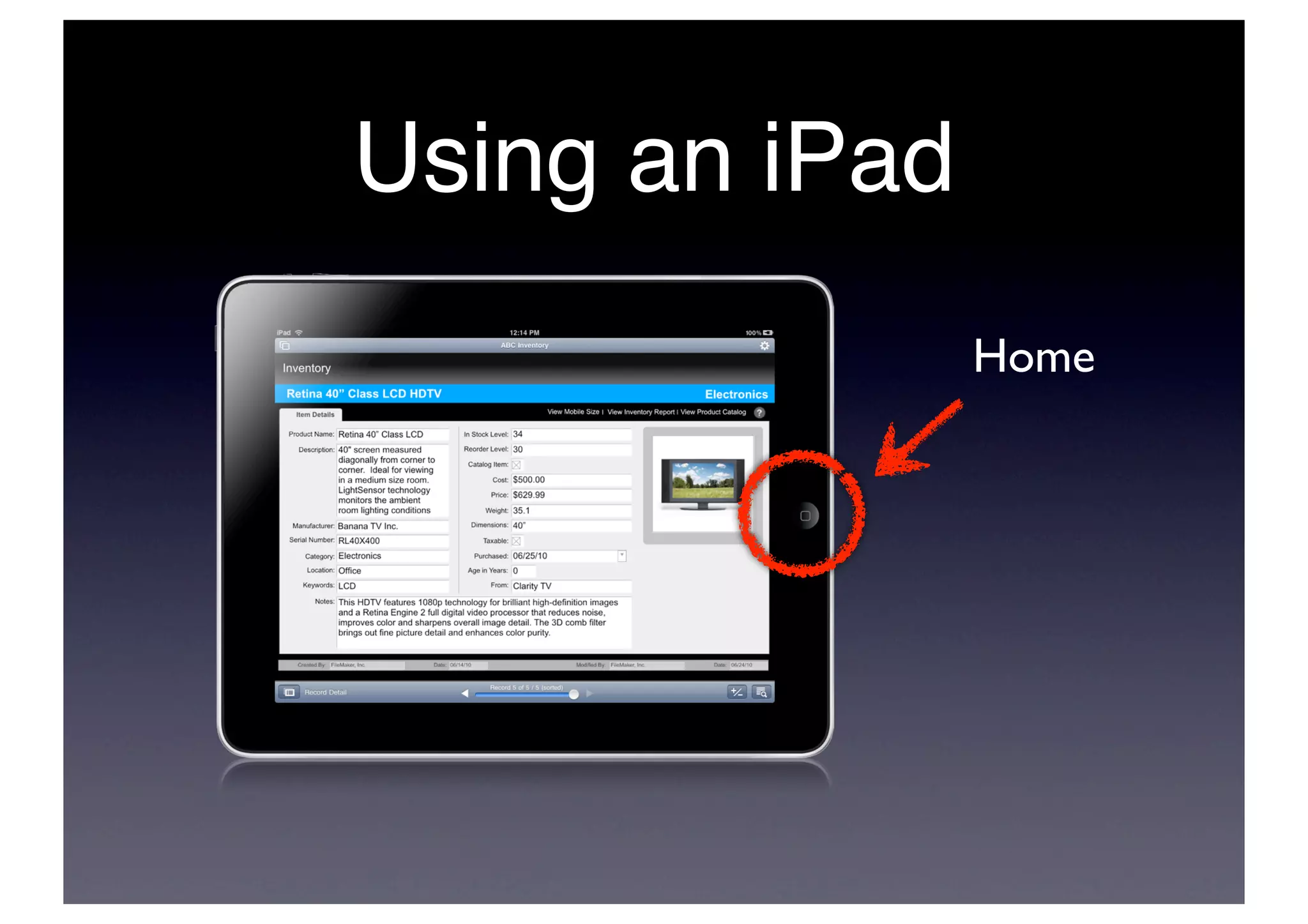 Using an iPad
                Home
 