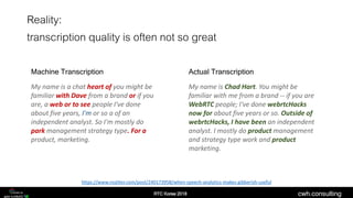 cwh.consulting
Reality:
transcription quality is often not so great
My name is a chat heart of you might be
familiar with ...