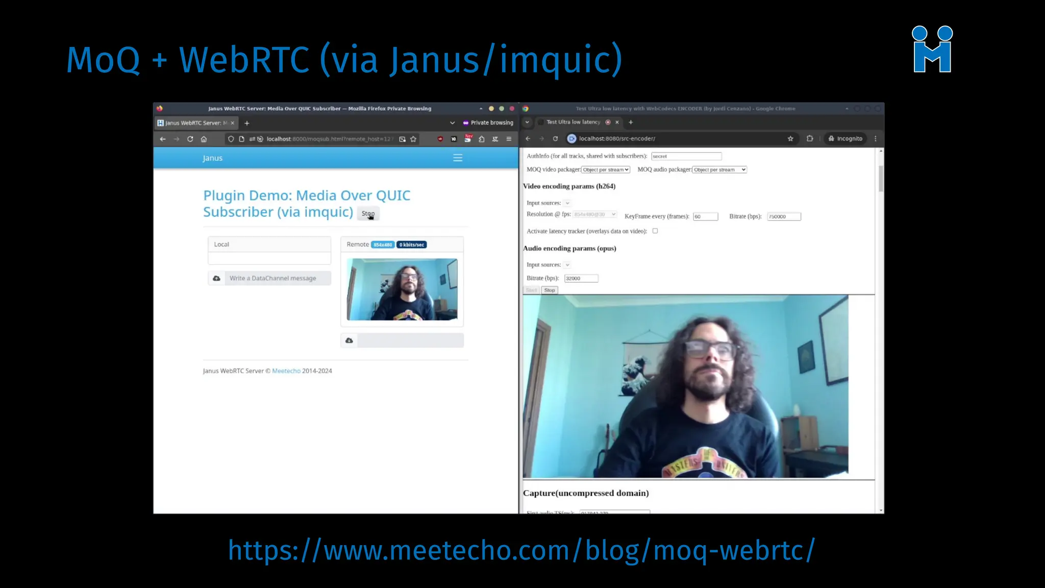 MoQ + WebRTC (via Janus/imquic)
https://www.meetecho.com/blog/moq-webrtc/
 