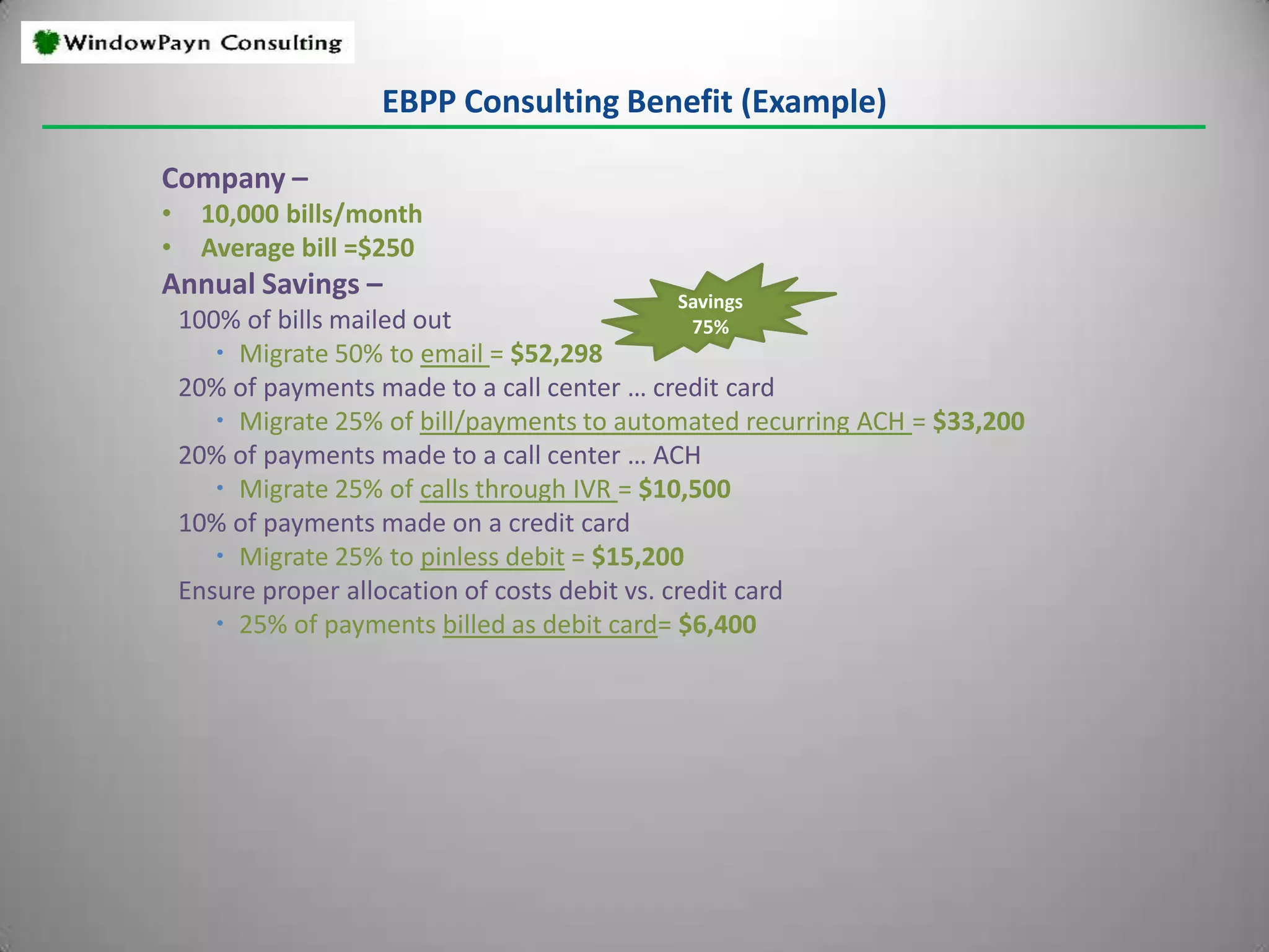 Billing and Payment Process … more than administration!!More than getting paid!Maximize Customer Reciprocal Value Customer SatisfactionThe difference between the value that a customer gets from a product and service, and what it takes for the customer to get it.Client ProfitabilityThe price that the business receives from the products/services sold minus the cost of customer acquisition, goods sold and client retention; plus/minus the time value of money.