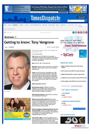 Richmond Times Dispatch Interviews Tony Vengrove
