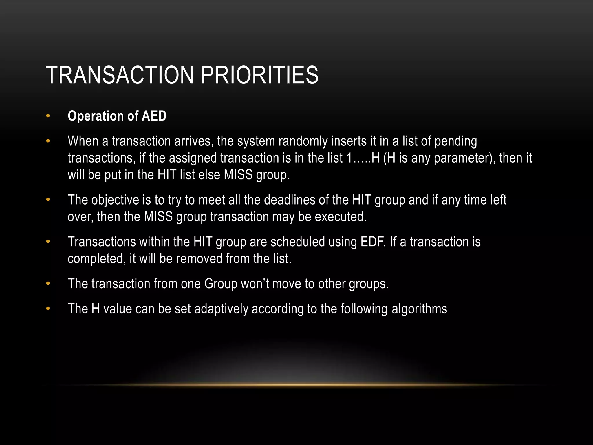 Main memory databasesThe entire database is residing on the main memory is the concept behind main memory databases. But there are some problems like data backups and storing logs. So Main memory databases are to rely on Disk based systems to store logs and backups.SizeGeneral purpose databases are really huge to sit in to the main memory and they just rely on disk based systems, but real time databases are small and even if it is moderate size, it still sits on the main memory because of speed and cheaper solution.LoggingMain memory can be used to write log once a transaction commits. The entire log is huge to sit in the main memory, so it is necessary to store logs in the disks at batch mode or by transaction by transactions. In the former case (batch mode), the buffer store upto a volume of logs, then at a stretch it will store in the disks.