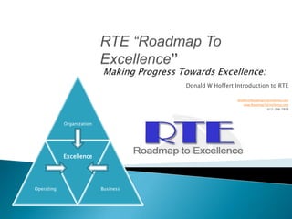 RTE “Roadmap To Excellence”Making Progress Towards Excellence: Donald W Hoffert Introduction to RTE dhoffert@RoadmapToExcellence.com www.RoadmapToExcellence.com 612-298-7858 